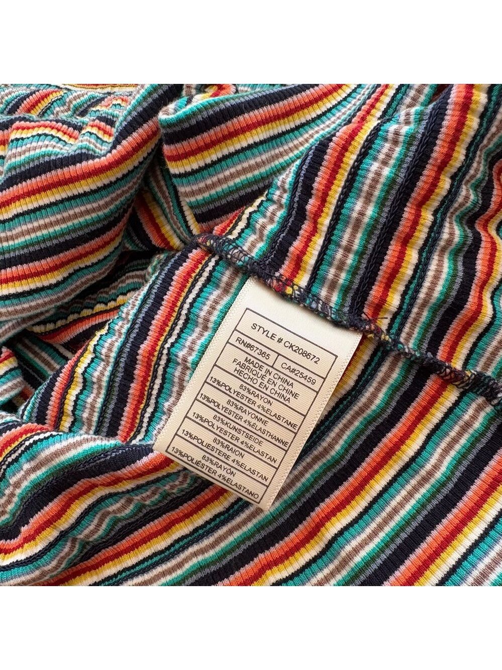 Betsey Johnson Tie Straps Striped Ruffle Multicolor Knit Mini Dress Size M - Picture 5 of 7